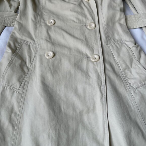 Arden B. Women Beige Belted Buttoned Trench Coat Jacket, Size Medium (Flaw) - Picture 5 of 15